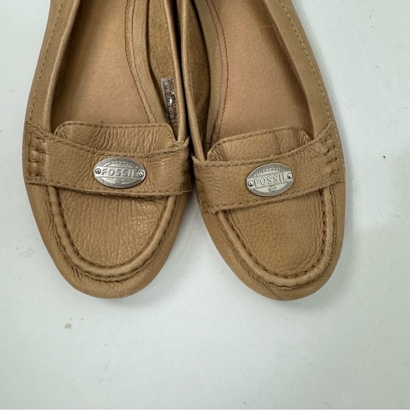 Fossil Brown Leather Slip On Loafers Flats Shoes Neutral - Picture 2 of 6